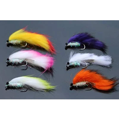 Image of Tigofly 6 pcs/lot colors assorted Zonker Streamers Trout Fly Fishing Flies Lures Set Size #2