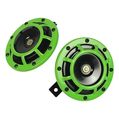 Image of Eletric Car Horn Kit 12V 135db Super Loud High Tone and Low Metal Twin with Bracket for Cars Trucks SUVs RVs Vans Motorcycles Off road Boats (Green)