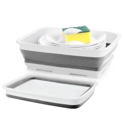 Image of Garden Mile® Collapsible Washing Up Basin Bucket Laundry Line Outdoor Camping Travel Foldable Folding Kitchen (7L Basin)