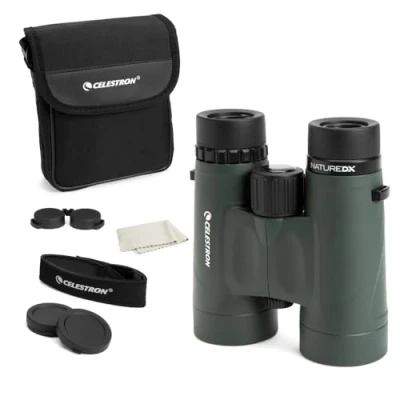 Image of Celestron 71333 Nature DX 10x42mm Binoculars with Multi Coated Lens, BaK 4 Prism Glass and Carry Case, Green