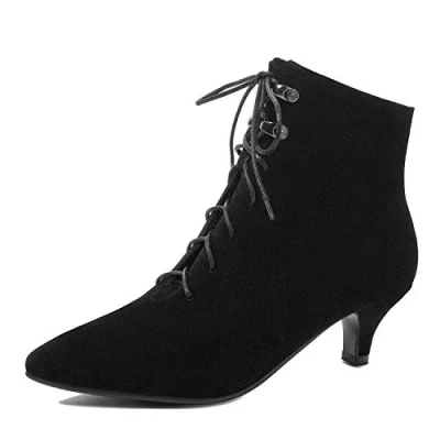 Image of Cocey Women Casual Ankle Boots with Kitten Heel Black