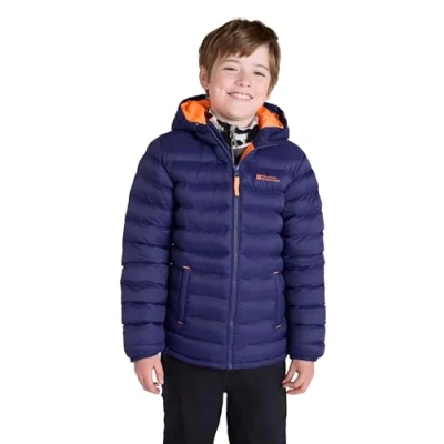 Image of Mountain Warehouse Seasons Padded Kids Jacket Water Resistant &amp; Lightweight Insulated Rain Coat for Boys Girls Great Spring Summer, School or Travelling Navy 13 Years