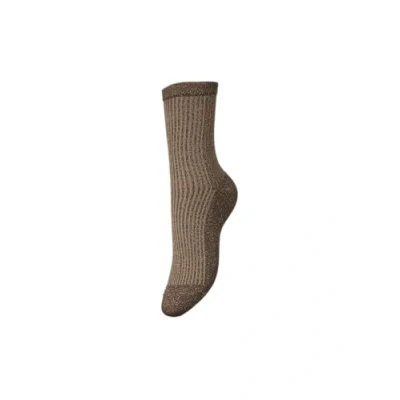 Image of PIECES Women&#039;s Pcsebby Glitter Socks Noos, Morel/Stripes: Taupe Grey, One Size