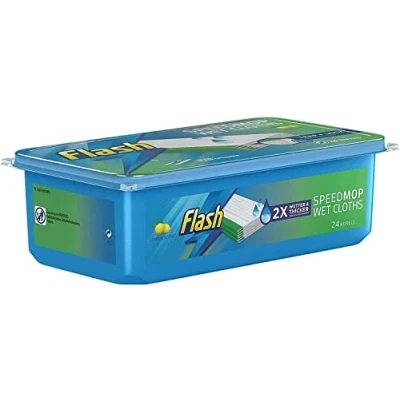 Image of 2 x Generic Replacement for Flash 24 Pack Speed Mop Hygiene Refill Wet Cloths Refills Lemon Simple 5 Mopping Tips Recommended by ST&amp;JJ