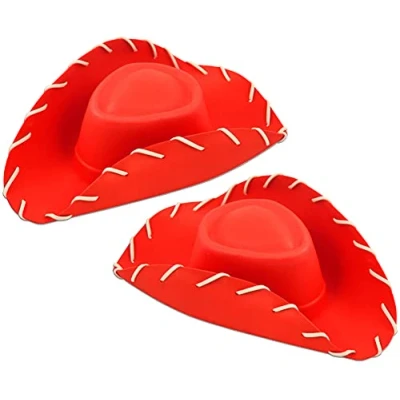 Image of Quickdraw 2 x Childrens Red Cowboy Hat Wild West EVA Toy Story Fancy Dress Costume Accessory