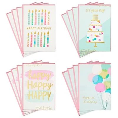 Image of Hallmark Birthday Cards Assortment, 16 with Envelopes (Cake, Candles, Balloons)