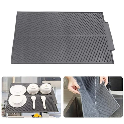 Image of Folding Draining Mat, 43x33CM Silicone Board Mats Dish Drying Mat Flume Drain Drainer for Kitchen Universal