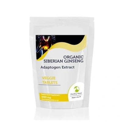Image of Siberian Ginseng Adaptogen Extract 1000mg 60 Tablets High Potency Stress Relief, Energy Boost &amp; Immune Support Supplement