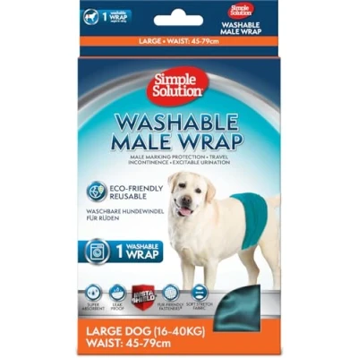 Image of Simple Solution Washable, Re Usable Absorbent Male Wraps with Leak Proof Fit for Excitable Urination, Incontinence, or Marking 1x Large Diaper
