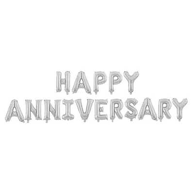 Image of Silver Anniversary Banner Foil Balloon, 2m