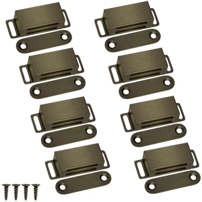 Image of MagneticCupboard Latches 8 Pack Jiayi Bronze Cabinet Door Magnets Hardware Magnet Catch Stainless Steel Closure Kitchen Wardrobe Closer Magnetic