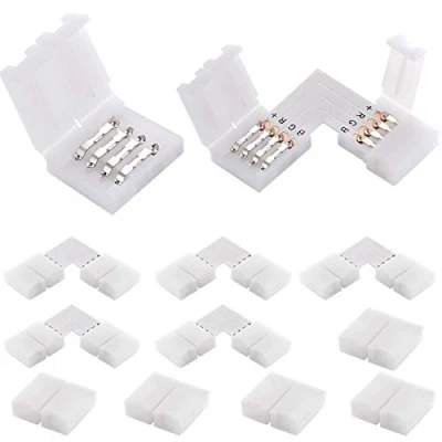 Image of EKSAVE 4 Pin RGB LED Light Strip Connectors 5 Pcs L Shape+5 Gapless for SMD 5050 Multicolor (10 Pcs)