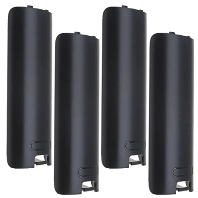 Image of Create idea 4PCS Battery Back Door Cover Shell Compatible with Nintendo Wii Remote Controller Replacement Plastic Lid Black