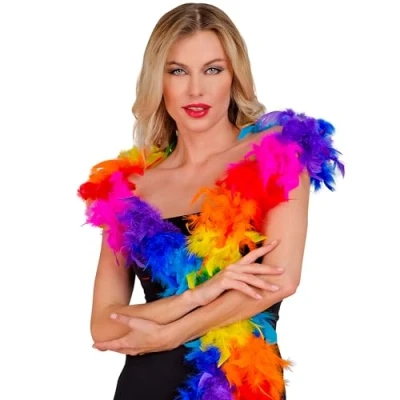 Image of Widmann 12093 feather boa, Rainbow, 80G