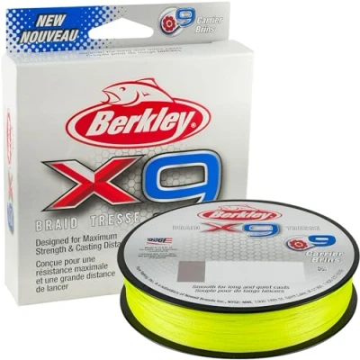 Image of Berkley X9 Braided Fishing Line 9 Strand Braid for Saltwater and Freshwater Fishing, Unisex,, Flame Green, 9.0kg 328yd 150m