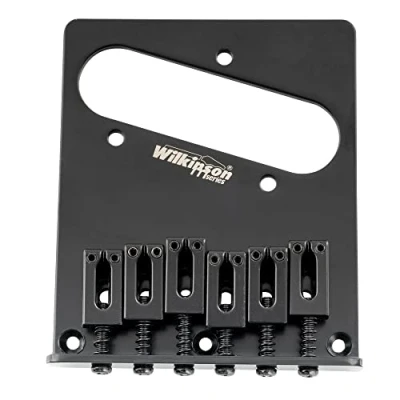 Image of Wilkinson M Series 52.5mm(2 1/16 inch) Telecaster Bridge with 6 Modern Style Saddles for Tele Electric Guitar, Black