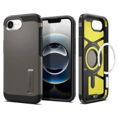Image of Spigen Tough Armor (AI) MagFit Case for iPhone 16e 2025, Compatible with MagSafe Accessories Gunmetal