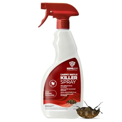 Image of REPELEM Carpet Beetle Killer Instant Action Spray, Low Toxicity Treatment, Kills Bugs at all life stages, Professional Strength Insecticide Spray 500ml