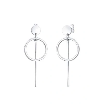 Image of Elli Earrings Ladies Ear Hanger Geo Circle Basic Minimal Cool in 925 Sterling Silver