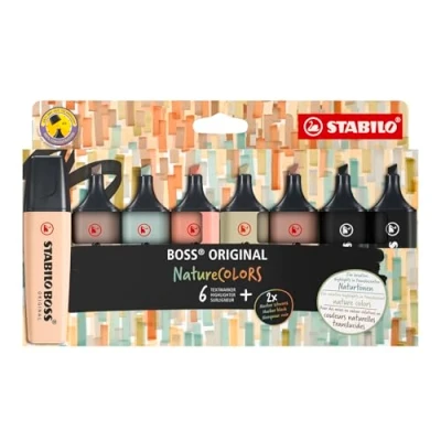 Image of Highlighter STABILO BOSS ORIGINAL NatureCOLORS Pack of 8 Assorted Colours