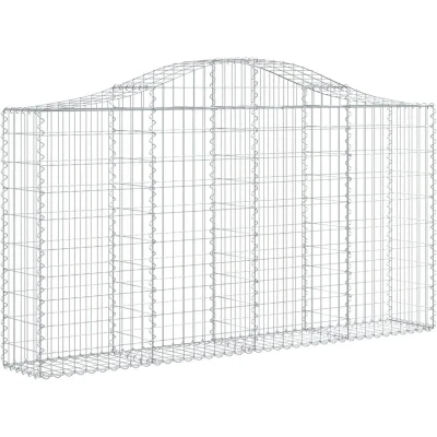 Image of vidaXL Arched Gabion Baskets 11 pcs 200x30x100/120 cm Galvanised Iron