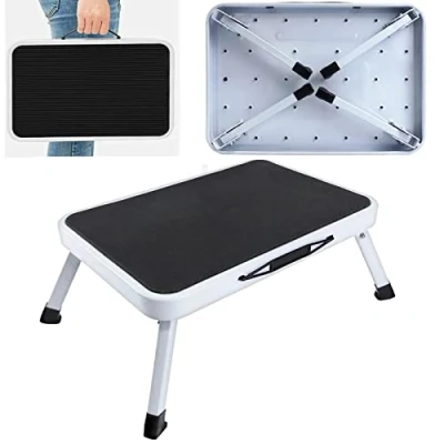 Image of Gr8 Home Folding Single Step Caravan Stool Portable Foldable Steel Non Slip Entry Door Ladder Car Van Motorhome Camper