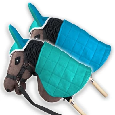 Image of SKIPPI Reversible Blanket and Fly Cover for Hobby Horse Mint Blue, Accessories, Two Tone Ears Hobbyhorse, Fits Most Horses A3 A4