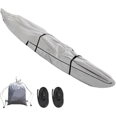 Image of Kayak Covers with Zip 420D Canoe Cover for Outdoor Storage Rain Protection Waterproof Dust Sunblock Boat Canoe(Gray,13FT)