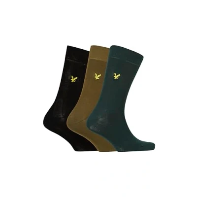 Image of Lyle &amp; Scott Men&#039;s Socks Angus 3 Pairs Pack UK 7 11 One Size Multipack (Pine Grove/Black/Dark Olive)