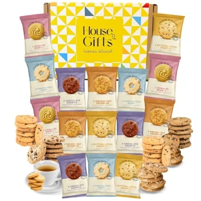 Image of Biscuits Gift Set Biscuit Hamper Bundle Contains 15 Packs of Two Border (30 Single Biscuits) Luxury Individually Wrapped Hamper. Box With 30
