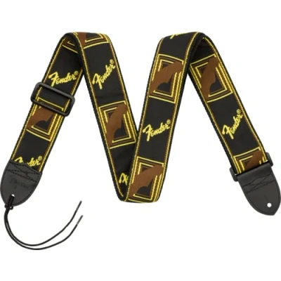 Image of Fender Guitar Strap Monogrammed 2&#039;&#039; Black / Yellow Brown