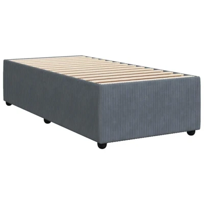 Image of vidaXL Bed Frame Velvet Fabric 90x200 cm Dark Grey Single Bedstead with Sturdy Slats and Stable Feet for Bedroom