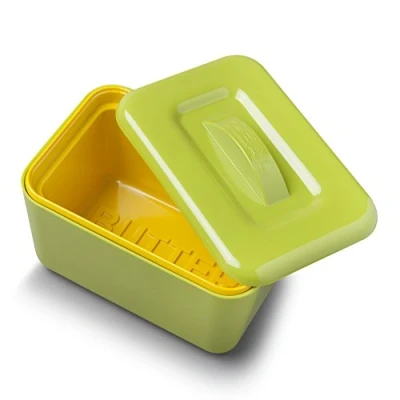 Image of Zeal Insulated Butter Dish, Large 500 grams Capacity Double Walled Tub/Container with Lid, Melamine Lime Green