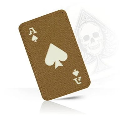 Image of M Tac Ace of Spades Patch Death Card Tactical Morale for Military Gear Army Patches Clothes, Jackets, Backpacks, Hats Combat Hook and Loop (Coyote/GITD)