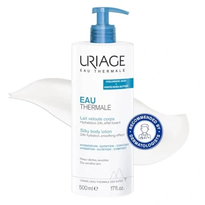 Image of Uriage Eau Thermale Silky Moisturizing Body Lotion 500ml With Shea Butter &amp; Hyaluronid Acid Intense 24h Hydration Light Non Greasy Texture Lovely Floral Scent Paraben free