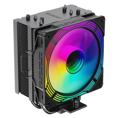 Image of GameMax Ice Force CPU Cooler 200W TDP 4 x 6mm Copper Heatpipes &amp; Aluminium Heat Sink Air Cooler, FN12A C8I 120mm PWM ARGB Cooling Fan For Intel LGA1700 / 115X 1200 AMD AM4 AM5 Black
