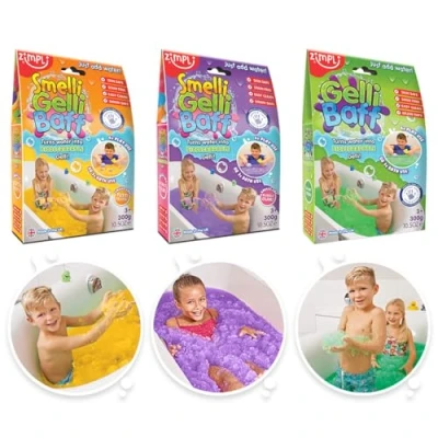 Image of Zimpli Kids 3 x Gelli Baff Tutti Frutti, Bubblegum &amp; Green, Magically turns water into thick, colourful goo, Children&#039;s Sensory Bath Toy, Party Bag Fillers, Montessori Toys Gift for Boys Girls