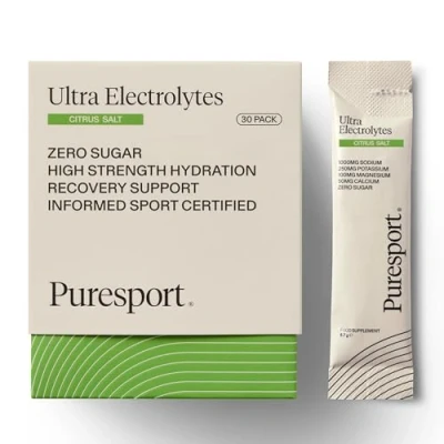 Image of Puresport Ultra Electrolytes (Citrus Salt/30 Sachets) Science Backed Powder Designed to Support Optimal Hydration Zero Sugar or Artificial Sweeteners Informed Sport Certified