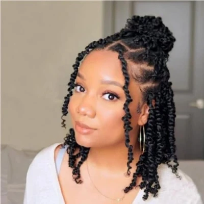 Image of 8Packs/Lot Pretwisted Passion Twist Crochet Hair Prelooped Curly Extensions for Black Women Wate Wave Braids (6 Inch (Pack of 8), 1B)
