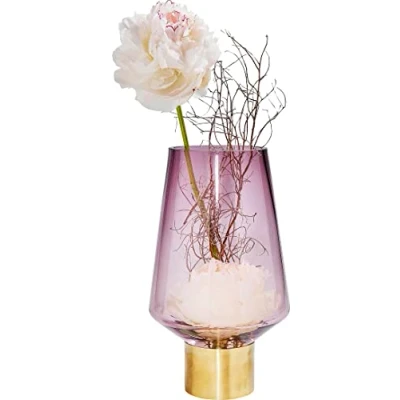 Image of Kare 51135 Vases, Body: Coloured Glass, Decoration: Brass Coated Steel, Purple