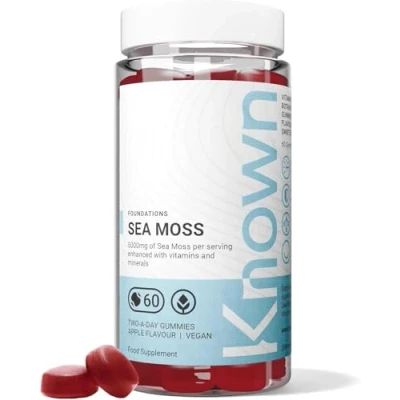 Image of Tasty 5000mg Sea Moss Gummies Natural Immune &amp; Gut Support Vitamin D3, C Iodine Vegan Halal Food Supplement Apple Flavour Multivitamin 1 Month Supply Known Nutrition