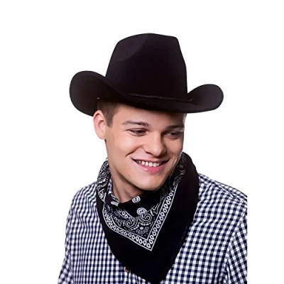 Image of Wicked Costumes Adult Super Deluxe Black Suede Cowboy Hat Unisex Fancy Dress Accessory