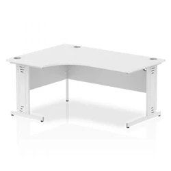 Image of Impulse 1600mm Left Crescent Desk White Top Cable Managed Leg