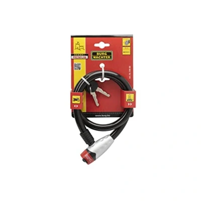 Image of Burg Wächter 15mm Bike Cable Lock 80cm, Black