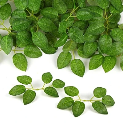 Image of VEYLIN Artificial Rose Leaves, 30 Bulk Silk Greenery Fakes Flowers Leaves for Wedding Party Bridal Bouquets