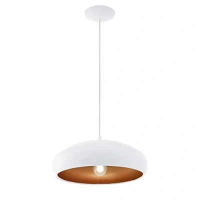 Image of EGLO Mogano 1 Pendant Light, Metal, 60 W, White/Copper, 94606