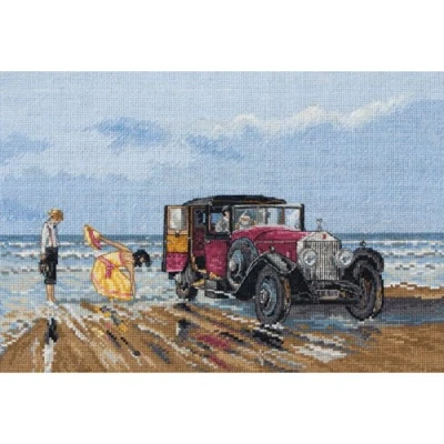 Image of Anchor Cross Stitch Kit: Vintage Rolls on The Beach, Multi Colour, 20 x 30cm