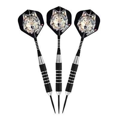 Image of Elkadart Lone Wolf Steel Tip Darts with Storage/Travel Case, 19 Grams Black