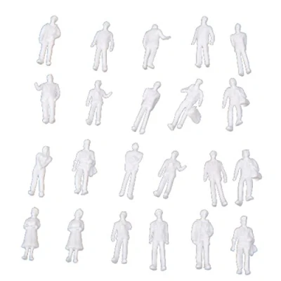 Image of Barabesty 100Pcs HO Scale 1:100 White Model People Unpainted Figures
