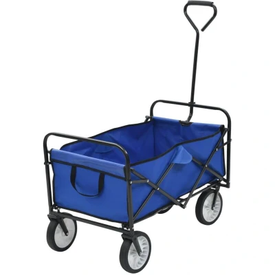 Image of vidaXL Folding Hand Trolley Steel Blue